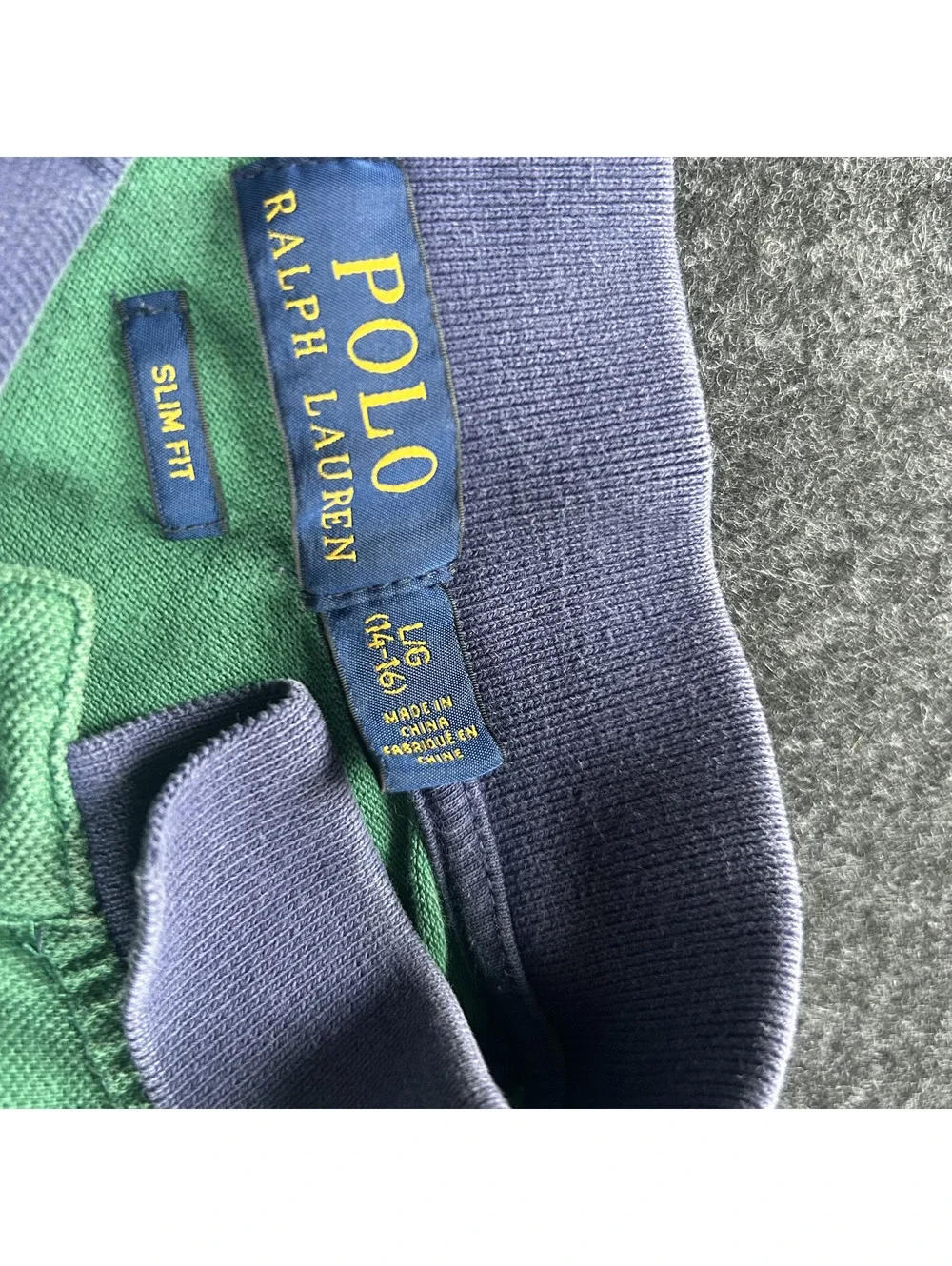 Polo Ralph Lauren Youth Large 14-16 Green Long Sleeve Polo Shirt Slim Fit